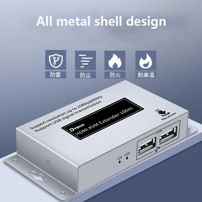 DTECH 4k 1080p 이더넷 송수신 100m USB HDMI KVM 익스텐더