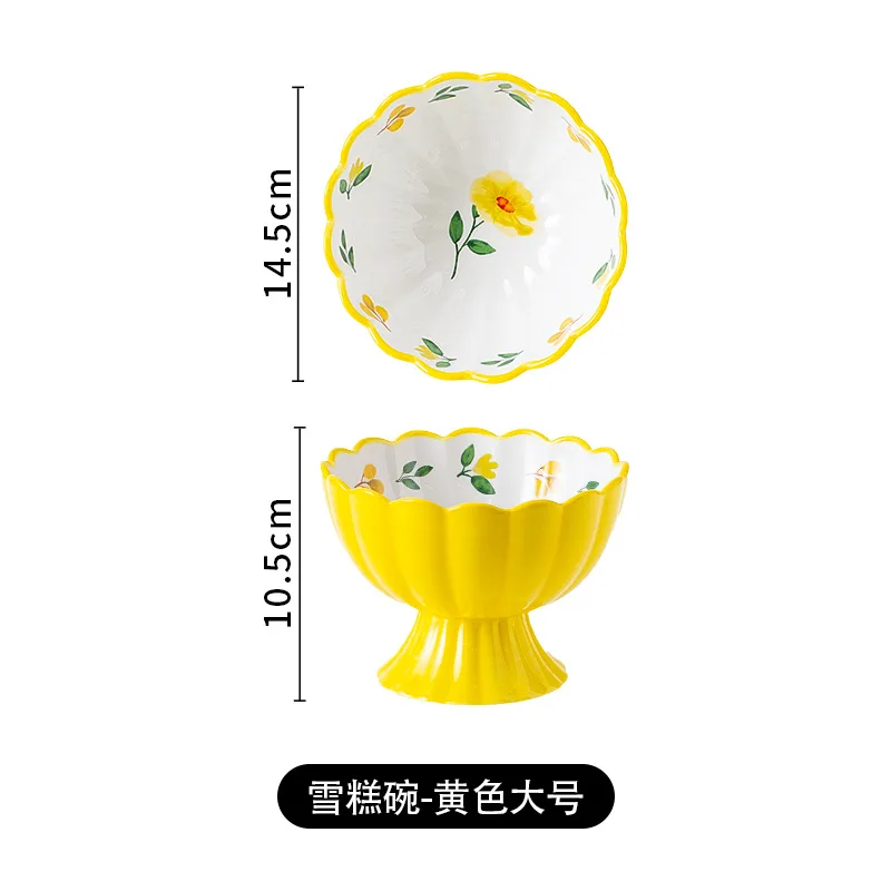 New Japanese strawberry ice cream sand ice continuous ice dessert ceramic bowl creative lovely fresh yogurt dessert bowl