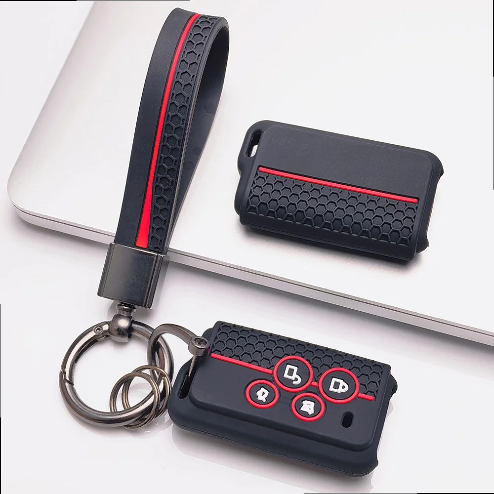 Key Case Cover with Keychain for Fit Universal Electric Scooter Motorcycle Four Button Anti Theft Alarm Remote Key Shell