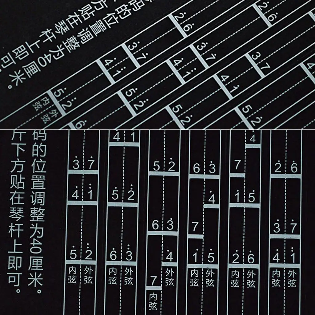 Long-lasting Erhu Note Position Chart Fingerboard Reference Sticker PVC Guide Sheet for Learning Instrument