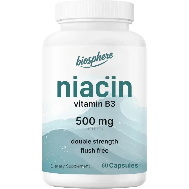 

Ниацин, 500 мг капсул, 60 штук, эфирная витаминная добавка B для ухода за кожей, поддержка здоровья и энергии