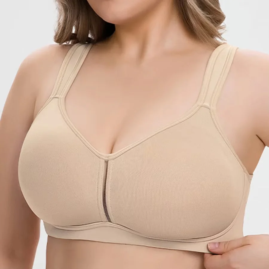 Plus Size Hollow Out Wireless Sports Bra Full Coverage Minimizer Underwear Side Support Gathering Bra 75 80 85 90 95  D E F G H