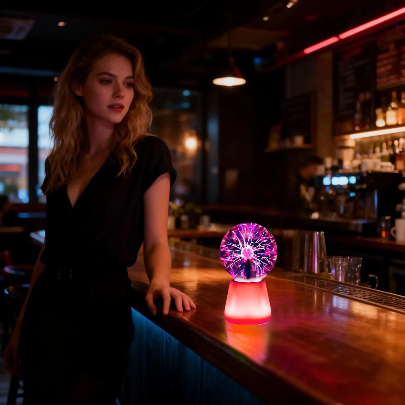 

Table Lamp USB Powered Touch Sensitive Desk Decor 7-Color LED Plasma Ball Lamp Interactive Touch Lighting Globe For Ambience