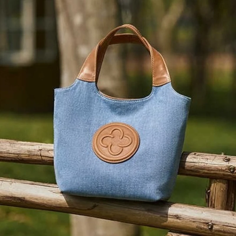 Cassile جديد المتخصصة الدنيم الأزرق سلة الخضار حقيبة المرأة سترة حقيبة يد كتلة اللون تصميم Crossbody حمل حقيبة