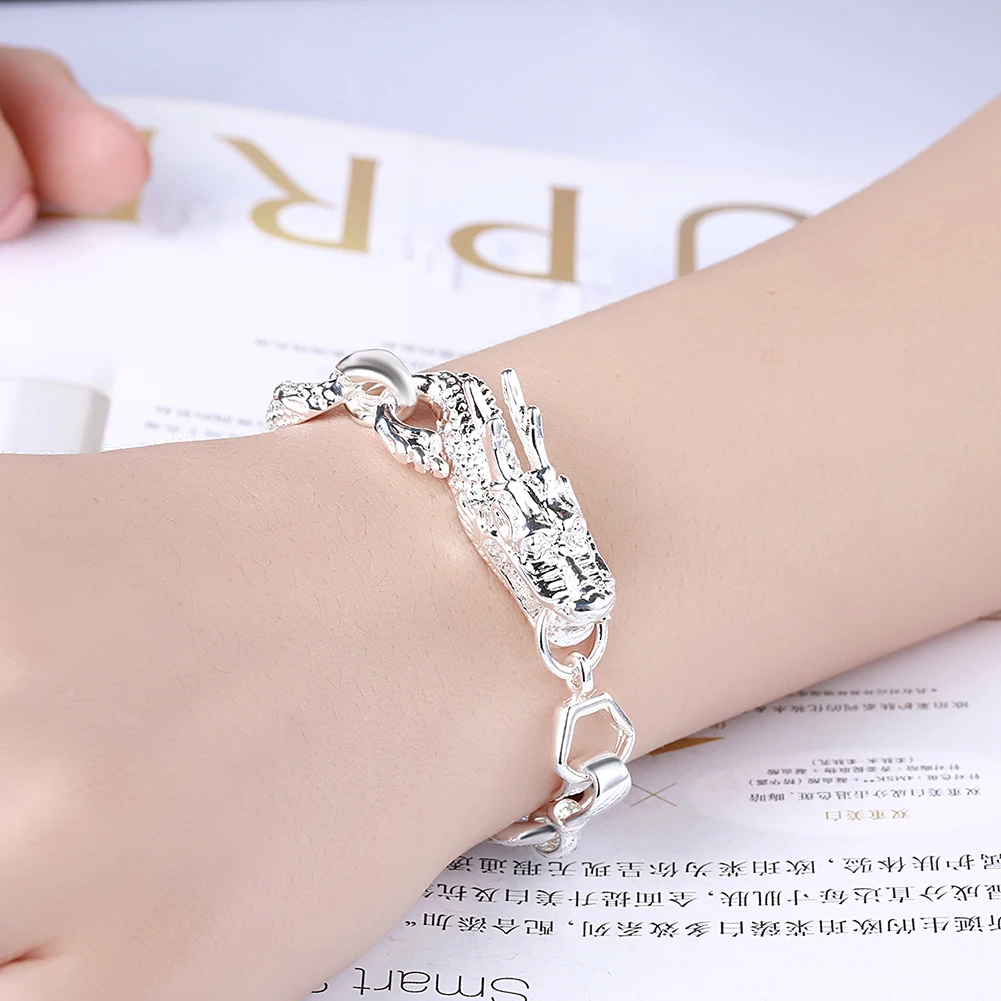 925 Sterling Silver Fashion Women Men's Loong Bracelets on Hand Luxury Jewelry 2022 Trend Accessories  GaaBou