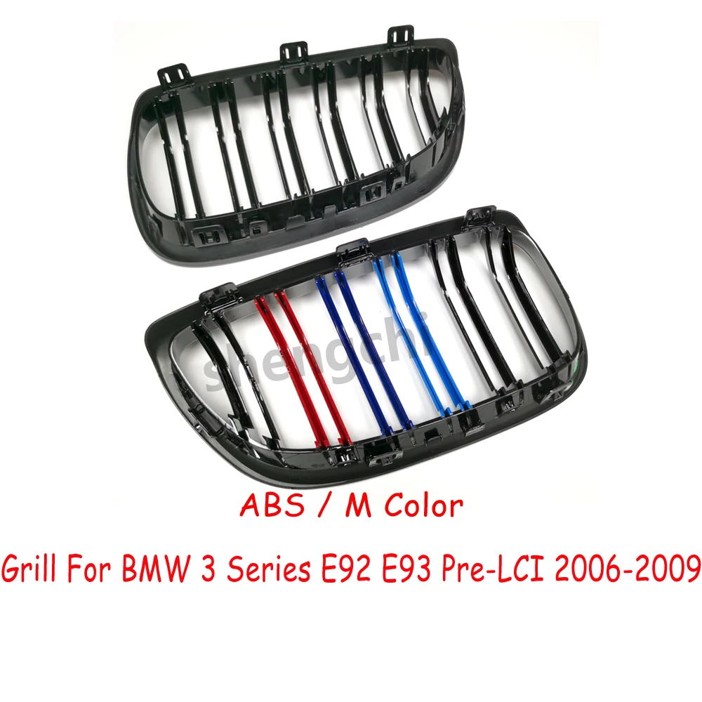 E92 Pre-LCI ABS M Color Front Bumper Kidney Grill For BMW 3 Series E92 E93 318i 320i 323i 325i 328i 330i 335i Grills 2006-2009