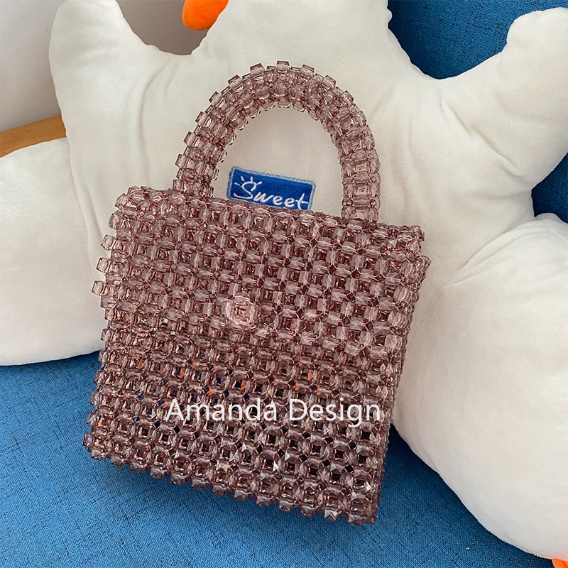 Unique Design Women Clutch Celebrity Female Dinner Handbags for Ladies Homemade Square Bead Bag Party Fashion Top-handle Summer