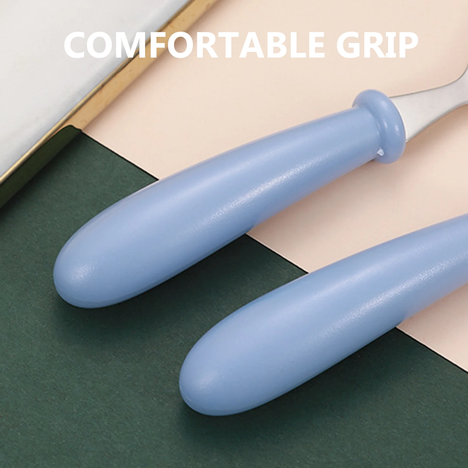 

3Set Toddler Stainless Steel Spoon Fork Set ABS Handle Comfortable Grip Durable Long Lasting Baby Accessories Feeding Supplies