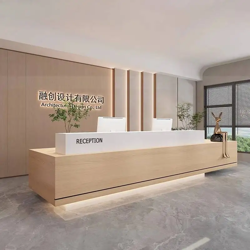 L Shaped Shop Reception Desks Front Desk Salon High Quality Light Luxury Reception Desks Service Luxury Bureau Office Furniture