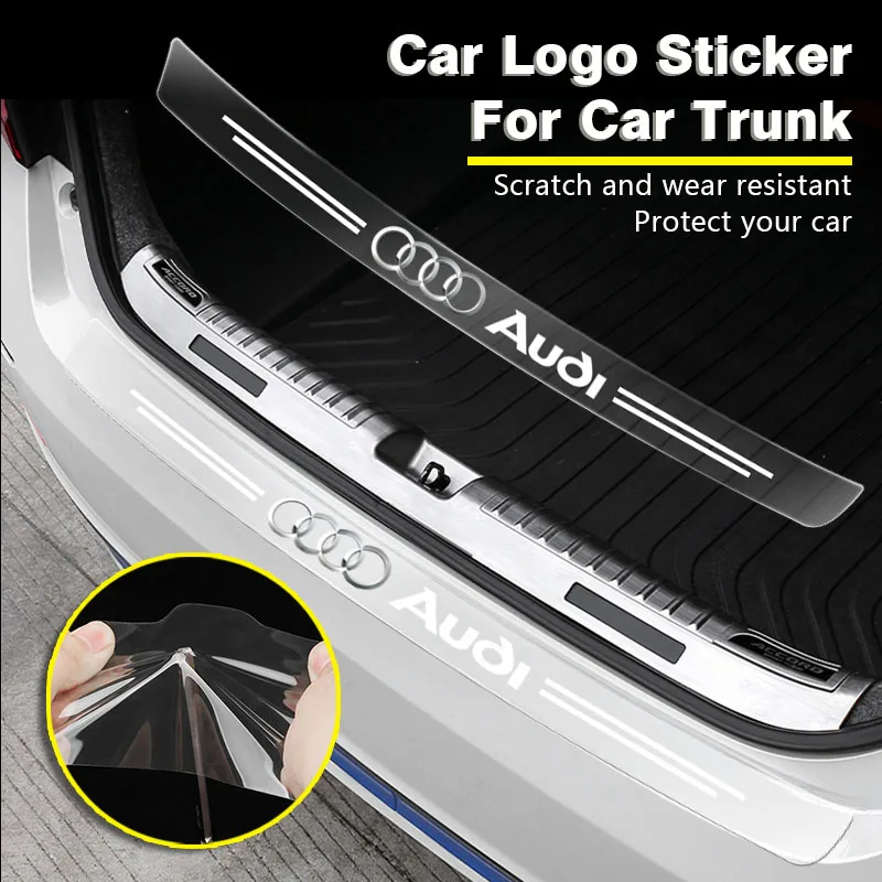 Transparent trunk protection strip with scratch resistant personalized logo For Audi A6 C5 C6 C7 A4 B5 B6 B7 B8 B9 D3 Q3 Q5 Q7