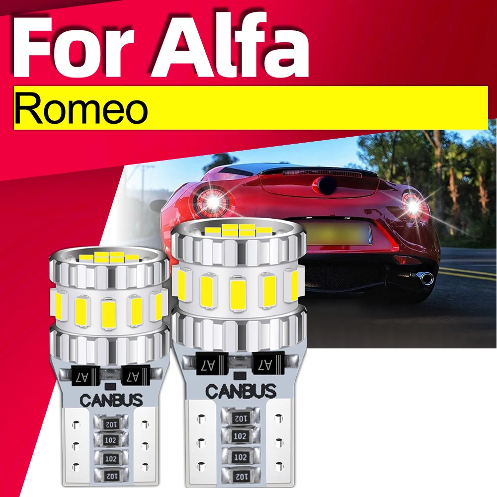

2Pcs T10 LED Bulbs For Alfa Romeo Giulietta Mito Brera GT Spider Giulia 4C Stelvio 147 156 159 166 Parking License Plate Lights