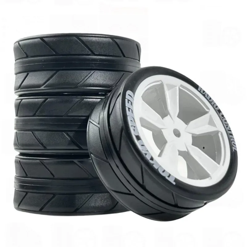 

4pcs 65mm Rubber Tires Wheels 12mm Hex for Tamiya TT01/TT02/XV01/TA06/PTG-2 1/10 RC Car Upgrades | High-Grip Durable Racing Tyre