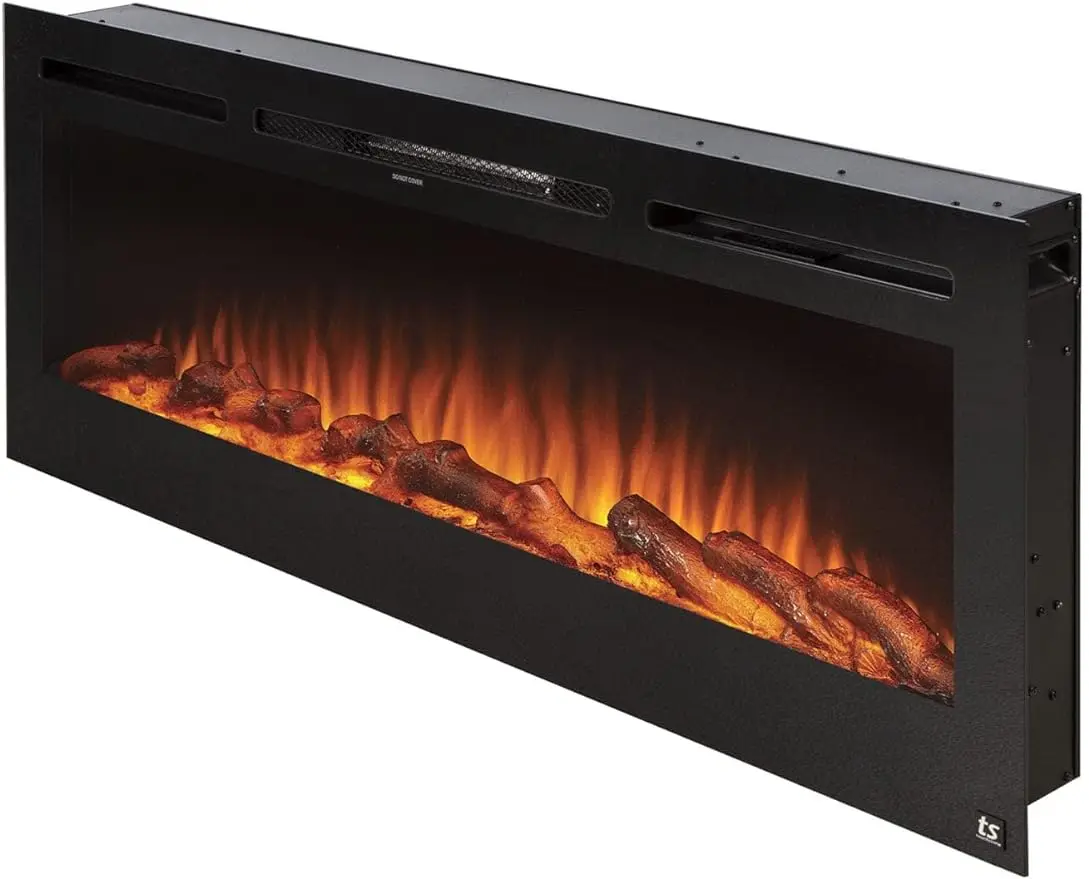 Flame Options-1500W Heater w/Thermostat-Black-Log & Crystal Hearth Options -Alexa/WiFi Enabled