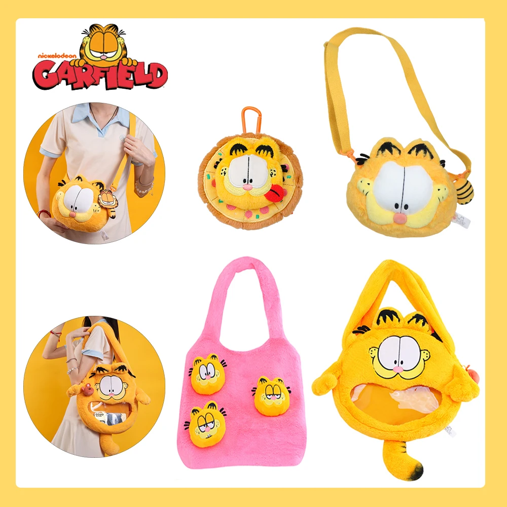 Original Anime Garfield Plush Toy Doll Creative Shoulder Bag Kawaii Earphone Storage Bag for Girls Boys Halloween Birthday Gift