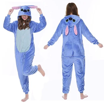 Lilo Stitch Cosplay kostiumy damskie kombinezon Kigurumi piżama Stitch śliczne dziecko bielizna nocna z kapturem Halloween ubrania dla dorosłych