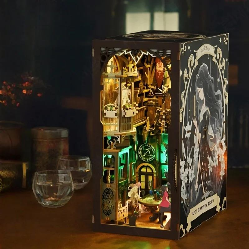 OUZEY Mystical Fortune-Telling Cottage DIY Kit - 3D Wooden Mini House Model with Cards, Creative Craft for Teens