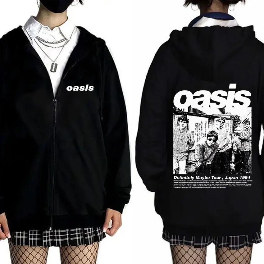 

British Rock Band O-Oasis Zipper Hoodie Men Women Casual Oversized Zip Up Hoodies Male Fashion Vintage Fleece Cotton Jacket Coat