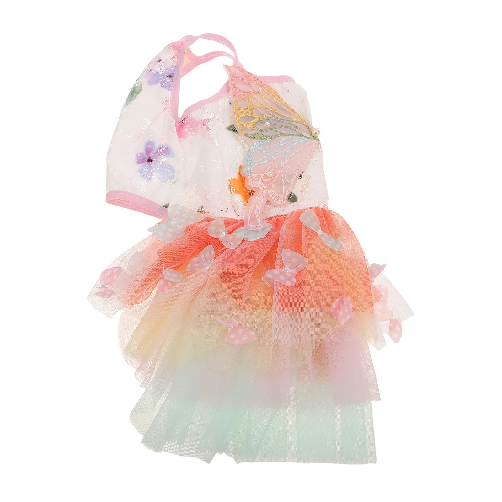 

Rainbow Dog Princess Dress Puppy Lace Tutu For Small Dogs Wedding Party Halloween Holiday Outfit Pet Butterfly Costume Cute