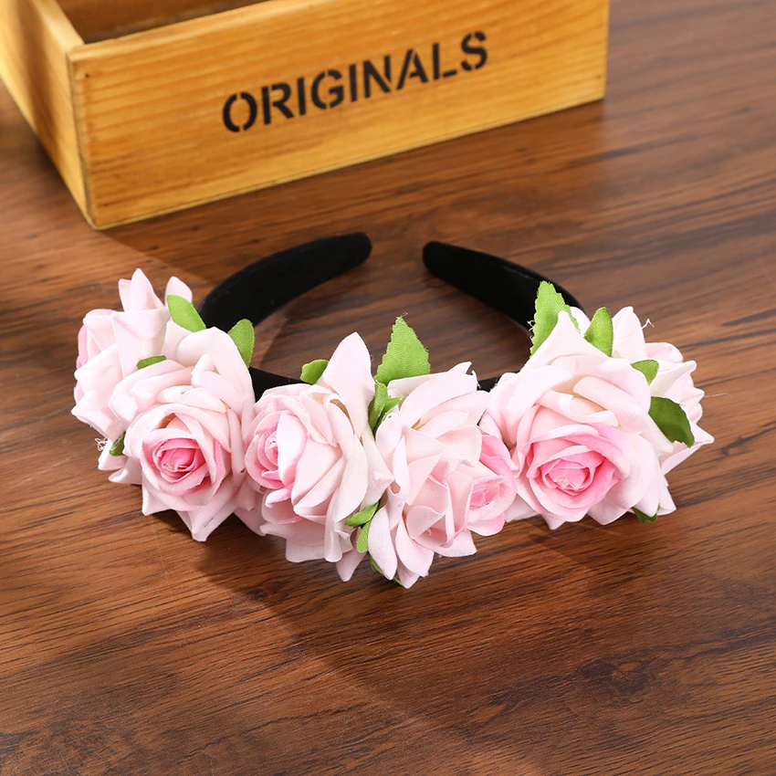 Simulation Flower Crown Headband Bride Bridesmaid Wedding Hairband Elegant Flowers Hairband Women Girl Fashion Hair Accessories