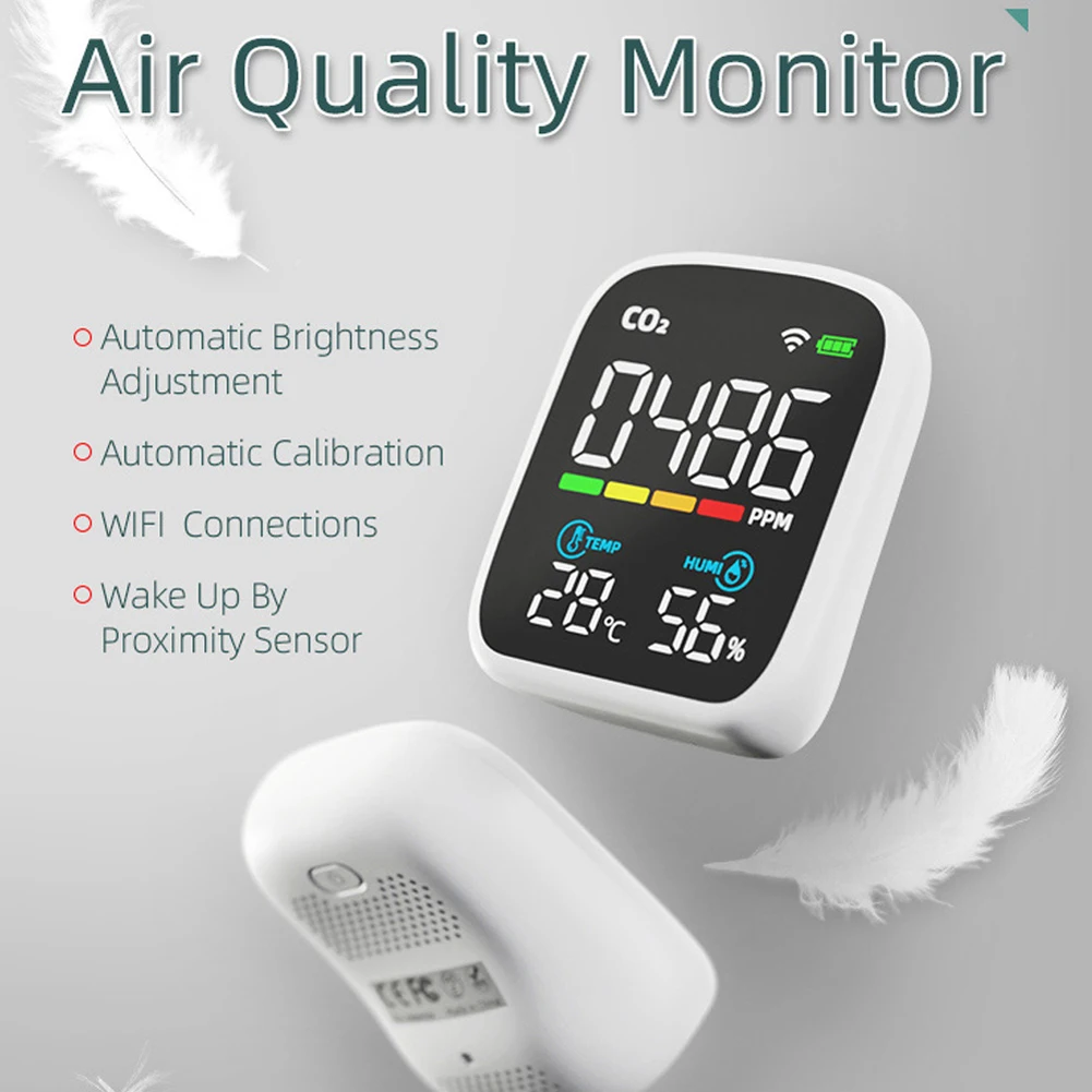 WiFi PM2.5 Detektor CO2 Tester dwutlenku węgla Funkcjonalna temperatura Wilgotność NDIR Podczerwień PV28-AW/PV28-BW Tester jakości powietrza