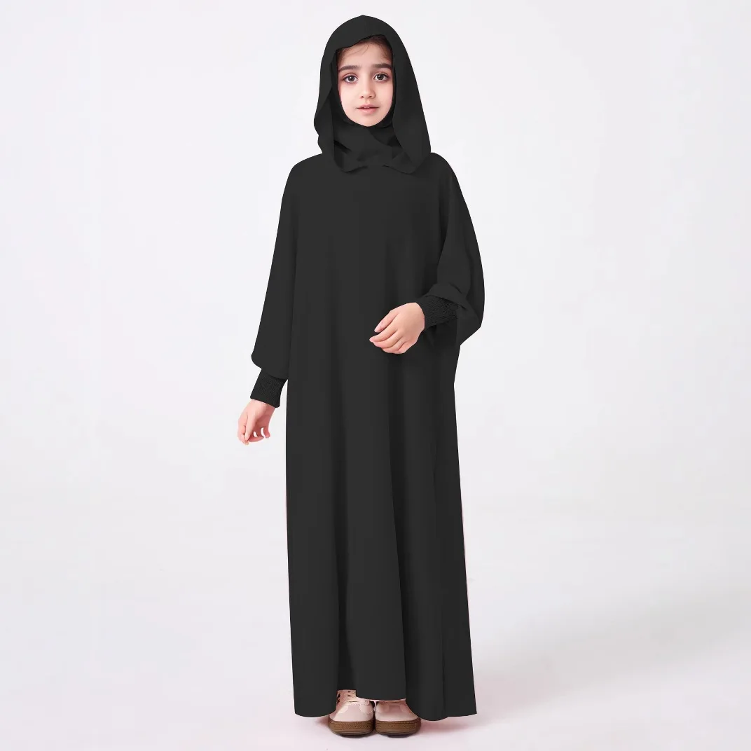 

Eid Djellaba Hooded Abaya for Kids Girls Muslim Dress Ramadan Dubai Turkey Kaftan Children Prayer Garment Burqa Jalabiya Robe