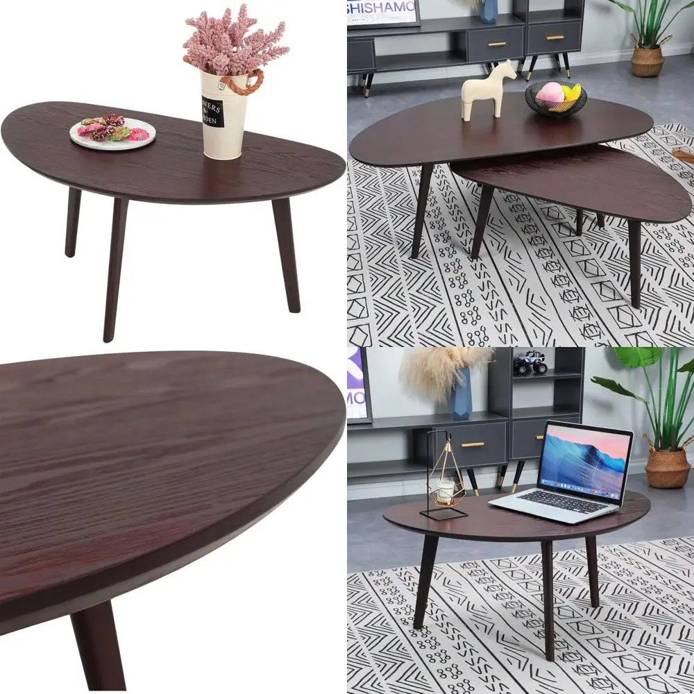 

Mid-Century Modern Mango Oval Coffee Table, Espresso, 18.9 Diameter x 33.47 Width x 15.75 Height