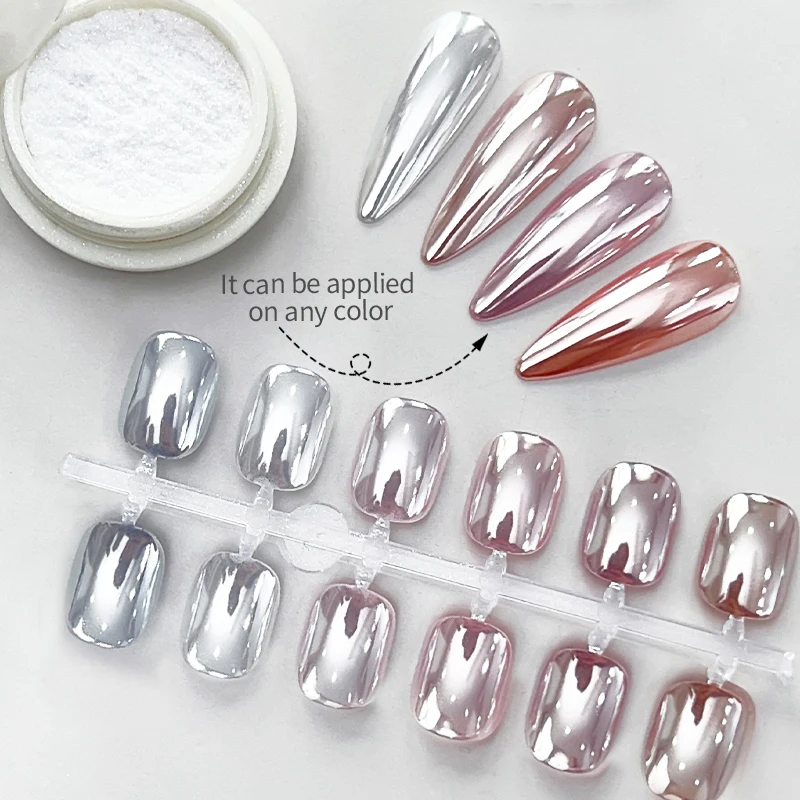 Moonlight Mirror Nails Powder Metallic Chrome Effect Pigments Gel Polish Pearl Dust Glitter Aurora Shiny Pearl Nail Manicure Dec