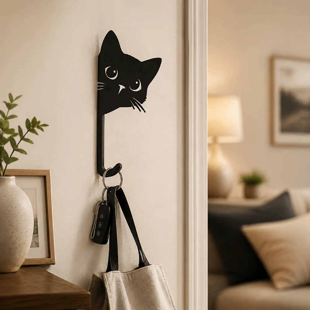 Funny Decorative Cat Hooks Cute 3D Printed Key Holder Home Decor Kitten Wall Hooks Home