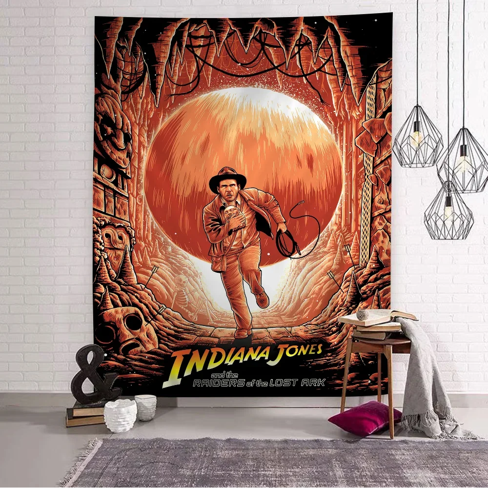 Movie Indiana Jones Printed Large Wall Tapestry Hanging Tarot Hippie Wall Rugs Dorm Home Decor