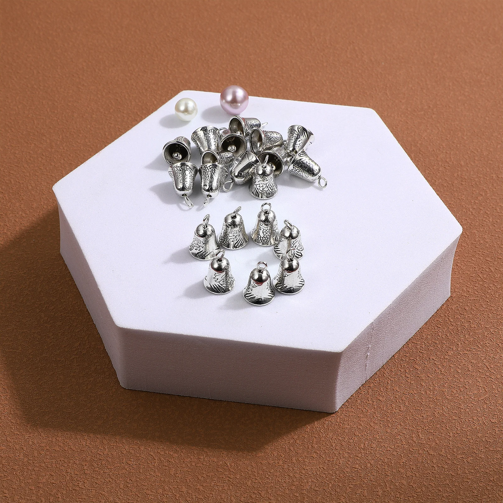

20Pcs Mini Alloy Bells for Crafts Small Bells DIY Jewelry Making Supplies Necklace Bracelet Charms Silver Tiny Charms