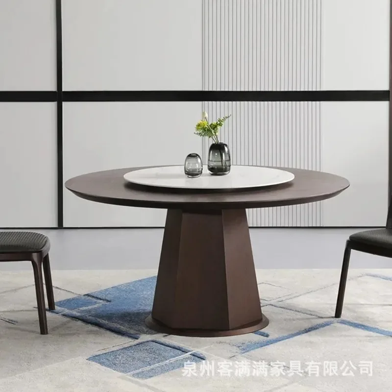 Solid wood round dining table Small apartment Simple modern dining Log negotiation Personality creative dining