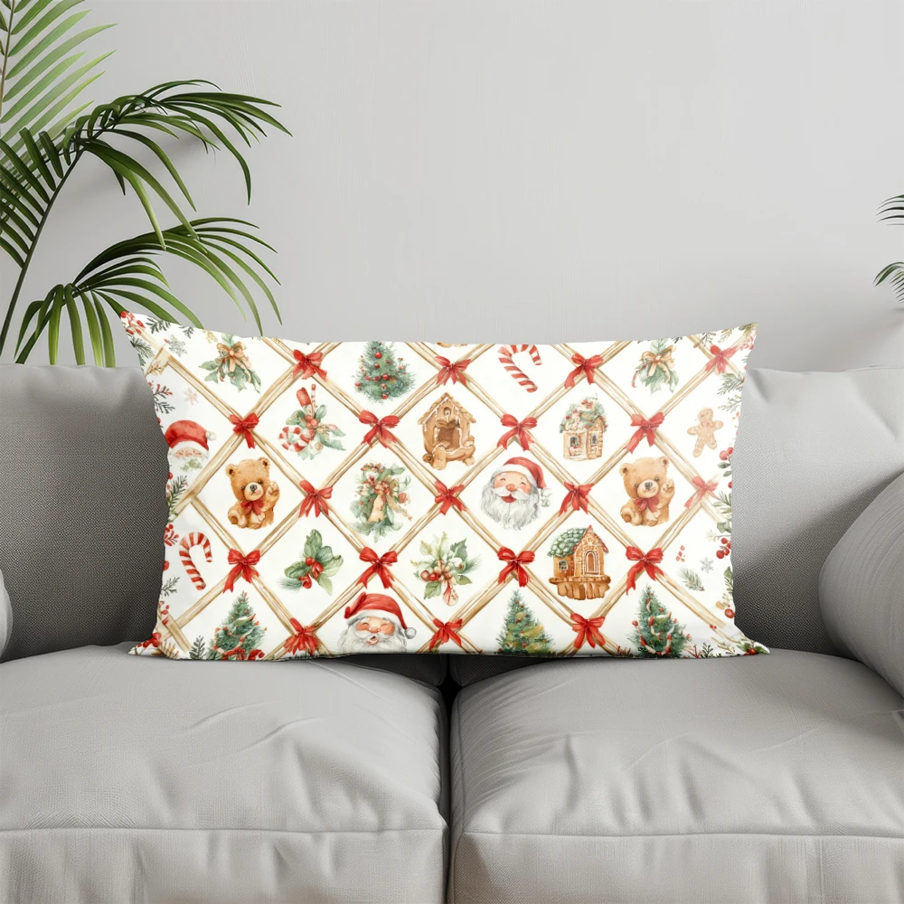 ديكور المنزل سانتا مزلقة مع وسادة الرنة مناسبة للأريكة غرفة نوم غطاء وسادة السيارة وسادة الظهر المستطيلة #2