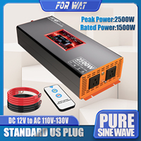 For Wat Pure Sine Wave 2500W Inverter 12V to 110V-120V LCD Display, 3 USB & 1 Type-C, Smart Fan Solar Power System Inverter