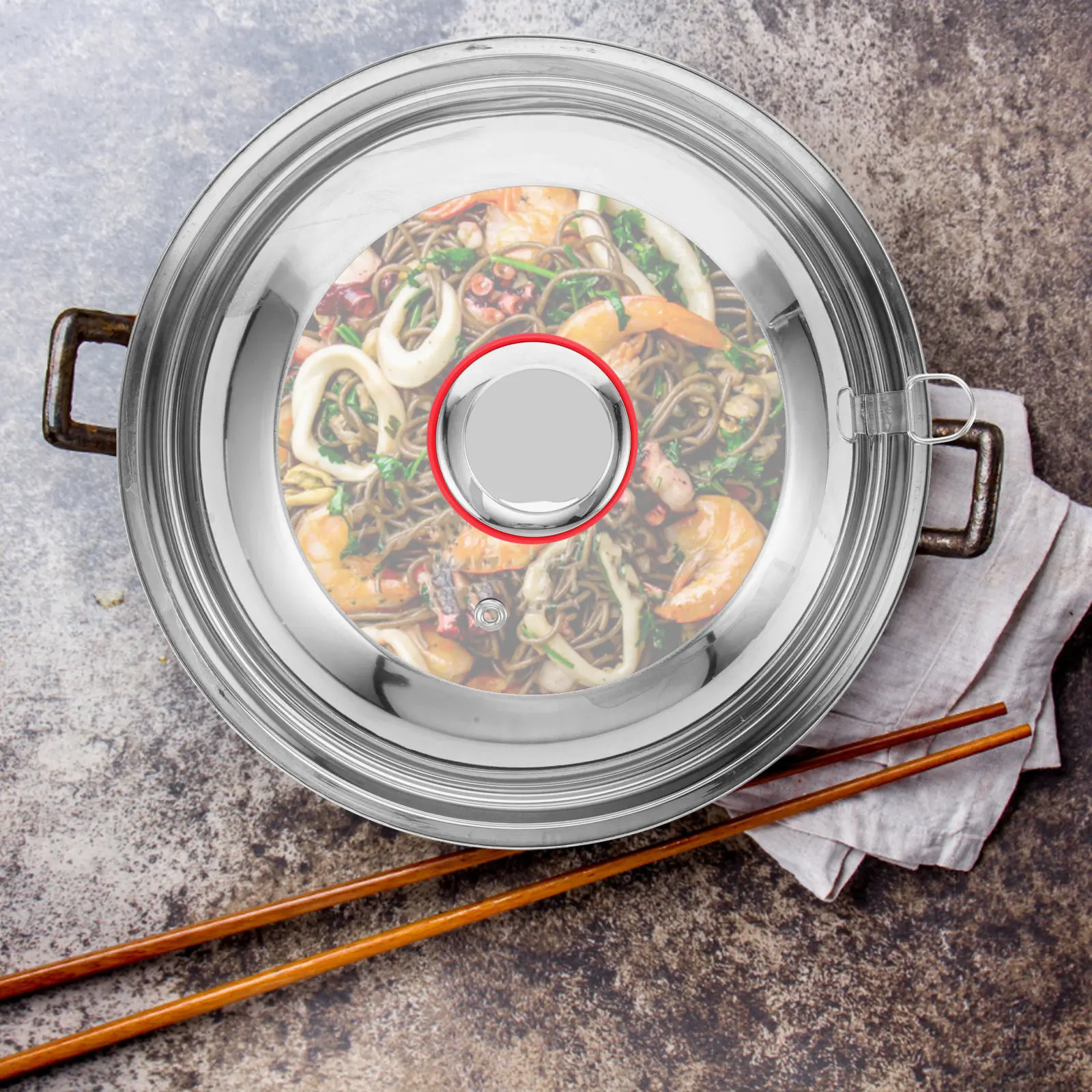 Stainless Steel Glass Pot Lid Replacement See Through Hanging Cover for Wok Pan Skillet and Hot Pot