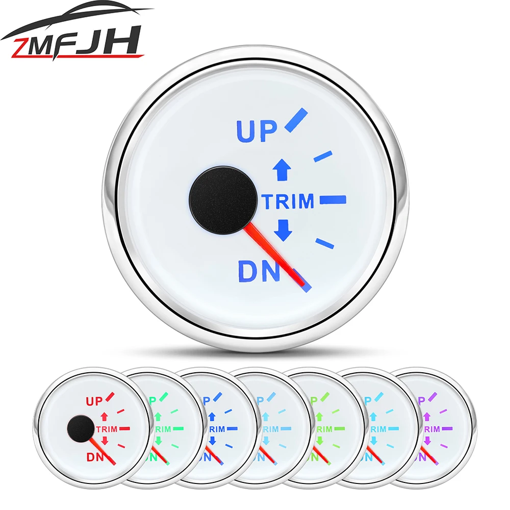 

52MM Trim Gauge For Marine Boat Trim Tilt Indicator Meter For Inboard Outboard Engine 7 Color Backlight Waterproof Trim Gauge