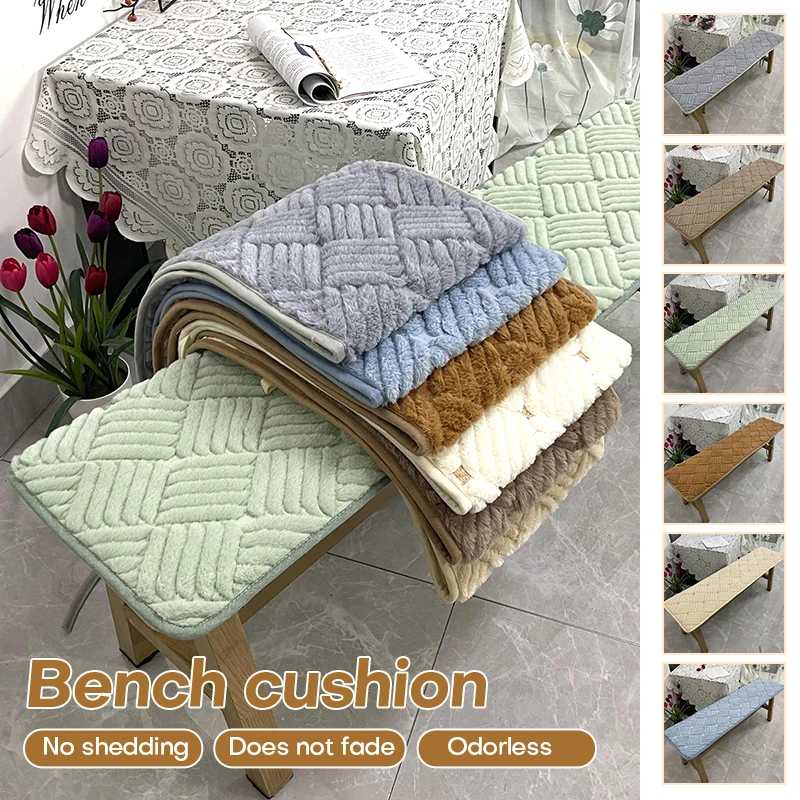 Warm Thickened Short Plush Long Bench Cushion Mat Stool Seat Pat Non-Slip Autumn Winter Long Padded Wooden Bench Cushion Mat