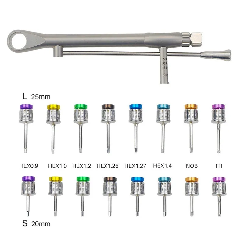 Dental Implant Screw Driver Colorful Torque Wrench with 16Pcs Screw Driver Universal Restoration Dentistry Tools Kit