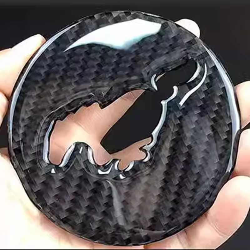 For the Ford Mustang 2015-2022 Mustang Car Cab Steering Wheel Center Logo Carbon Fiber Trim Sticker Protection Attached to Inter