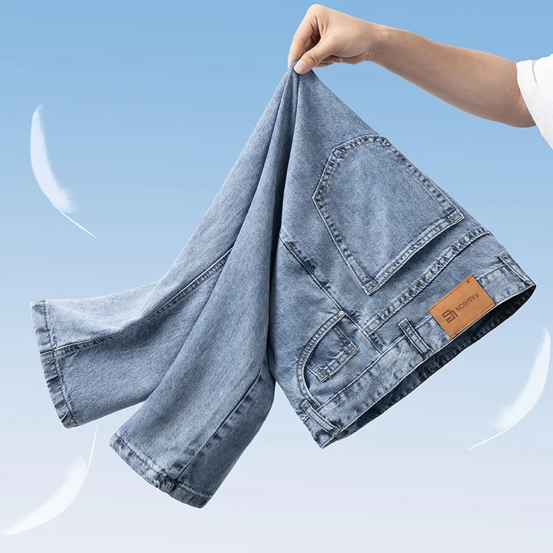 

Spring and Summer Men's Thin Jeans Fashionable High Quality Comfortable Cool Jeans Cropped Pants Brand Men's Casual Pants