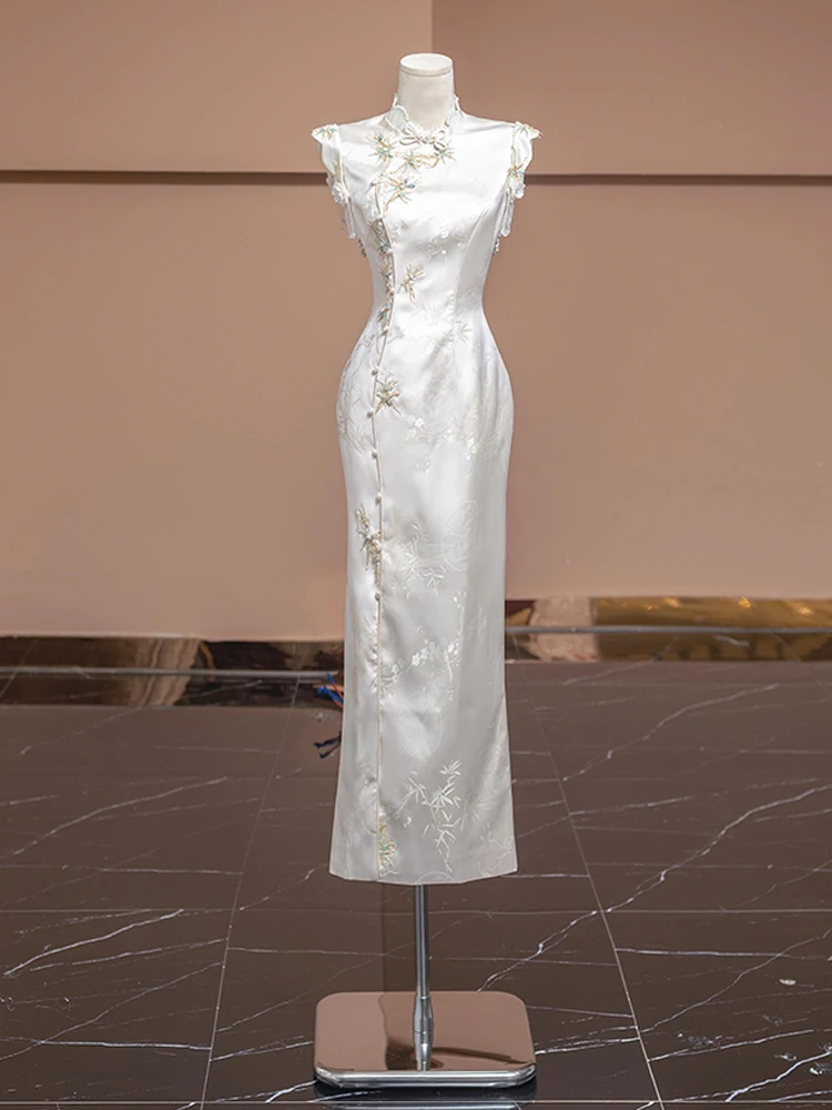 

Ele New Chinese Sle Morning Robe Wedding Dr for Women Engagement Celebration Gown Zipper Design Slim Fit Ele