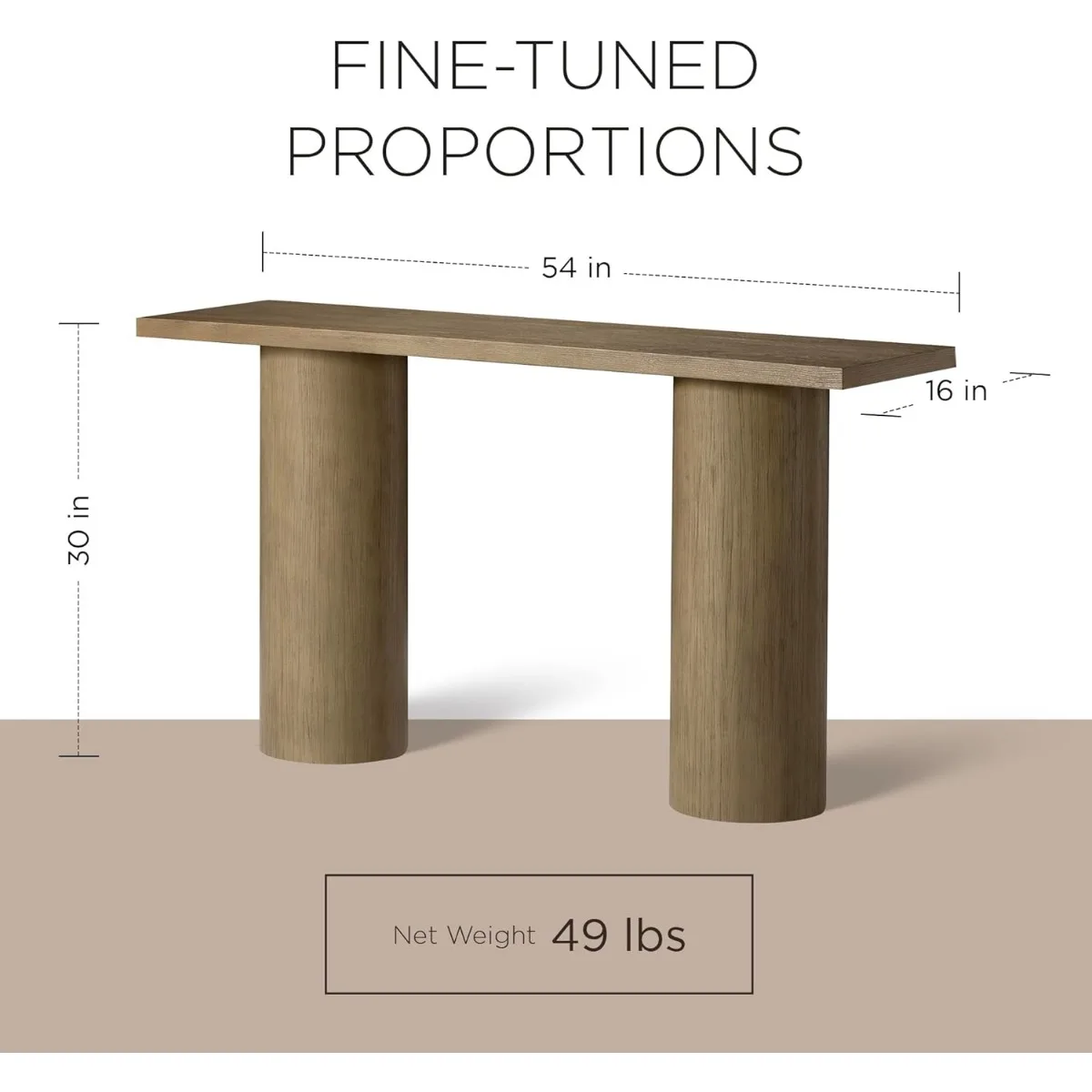 Contemporary Rectangular Accent Console Table for Small Spaces and Front Door Entrance Hallway in Refined Grey Finish