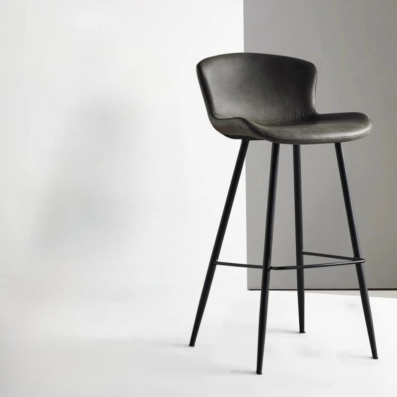 

Nordic simple high chair home backrest designer front desk chair creative modern minimalist kitchen island bench bar furniture