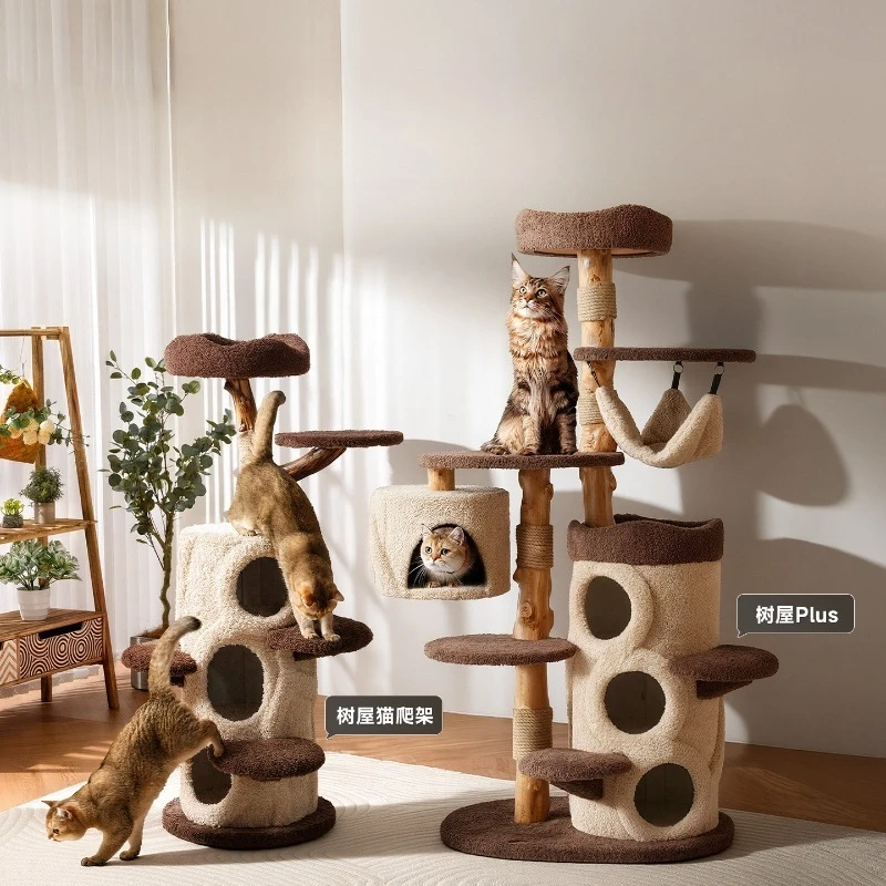 Trunk cat nest cat tree integrated log wind solid wood does not occupy a kitten viewing platform