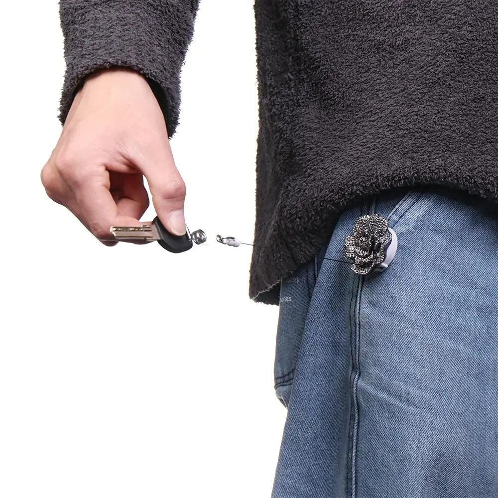 High Quality Clip Stationery Lanyards ID Name Card Anti-Lost Clip Rose Shape Badge Reel Key Ring Badges Holder