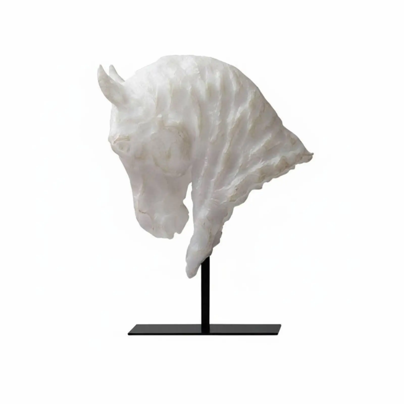 Horse Bust Sculpture Minimalist Resin Figurine for Console Table Living Room Decor Antique White Black Styling
