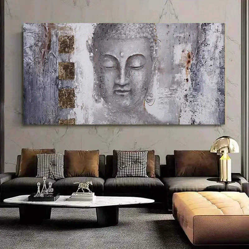 Multiple sizes 1pc frameless  Large size Canvas Painting, 1pc Abstract Buddha Painting Canvas Wall Art Canvas Large Modern Buddh