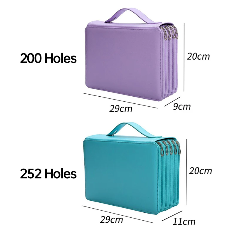 200/252 Hole Color Pencil Case Marker Holder Large Capacity Shockproof Artistic Office School Supplies Student Stationery Bag