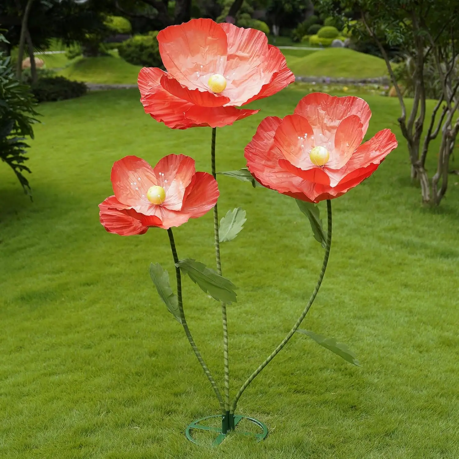 

Giant Flowers For Decoration,Large Paper Flowers With Standing Stems And Base,3 Pcs Artificial Flowers For Home Decor, Wedding D