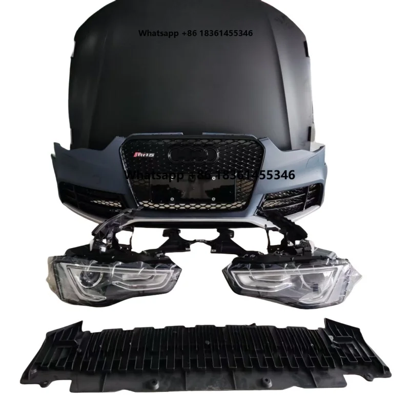 

Applicable to 2012-2016 S5 Upgrade RS5 Front Surround Set Front Bumper Hood Left and Right Headlights Rear Bumper