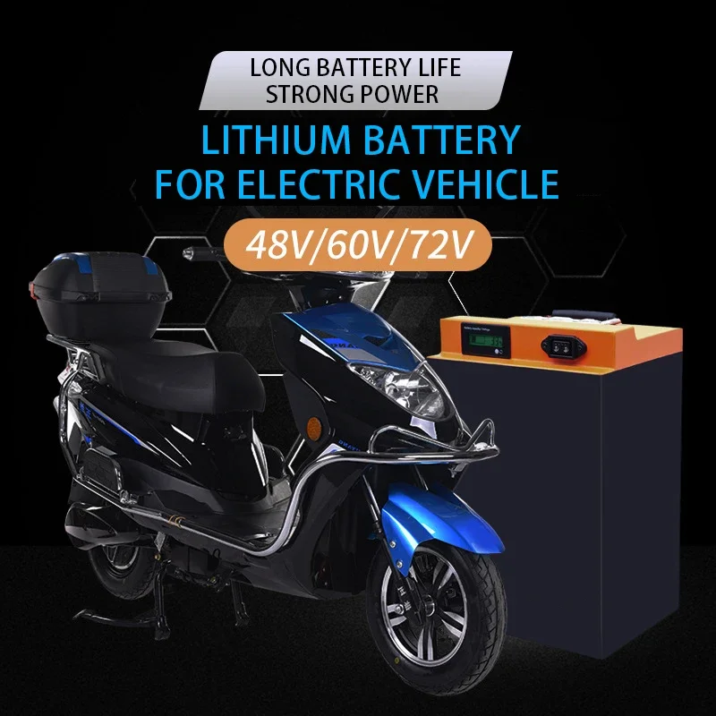 48V 60V 72V single lithium battery with large capacity is used for electric motorcycle battery of two tricycle batteries